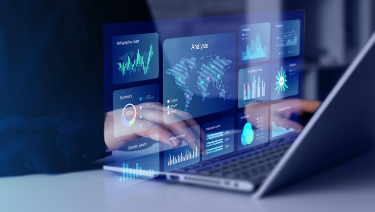 Professional analyzing digital marketing dashboard